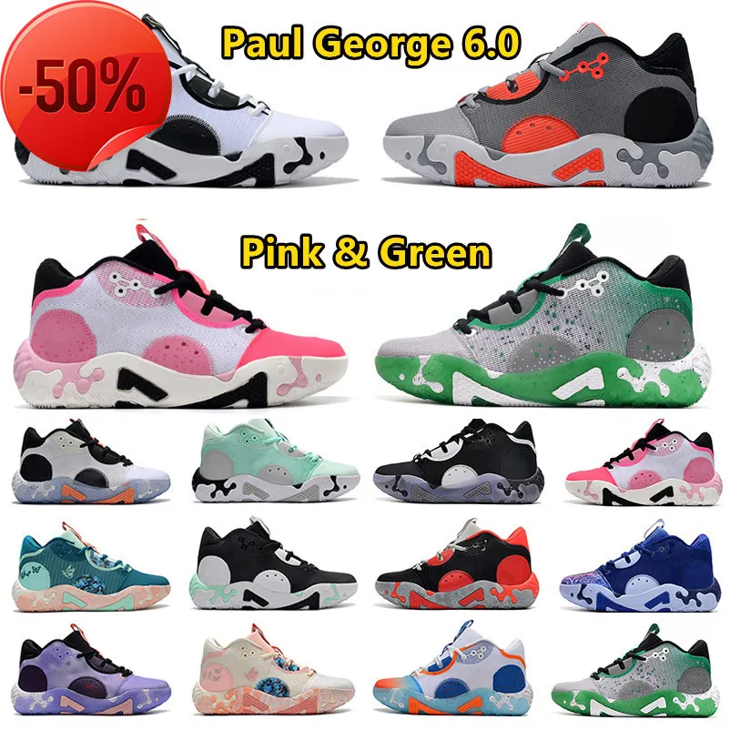 Basketskor PG 6 Paul George 6.0 Herr Sneakers Boot Dim Grå Vit Svart Orange Krita Uppfödd Infraröd Blå Paisley Rosa Lila PG6