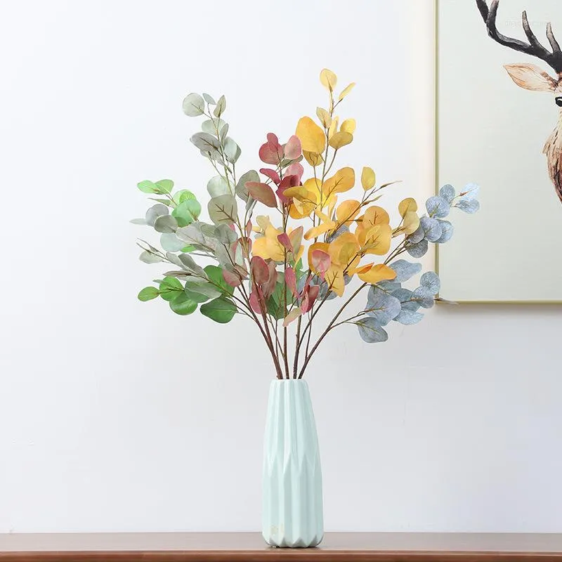 Dekorativa blommor 80 cm konstgjorda eukalyptusbladpengar f￶r hem tr￤dg￥rdsfest dekoration plast gr￶na falska blad faller fall