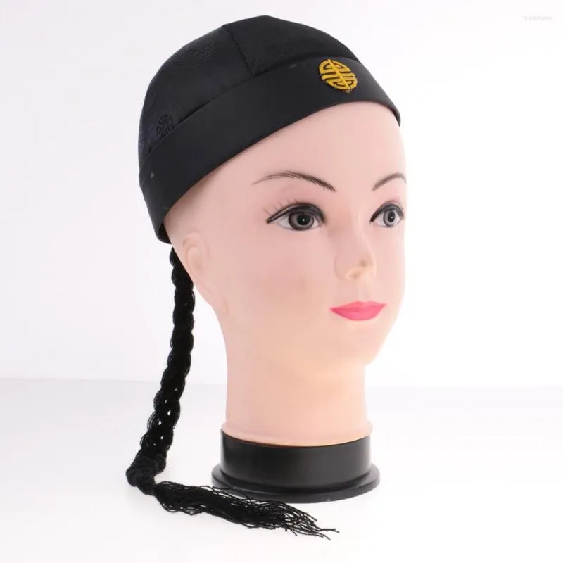 Bandane cappello cinese nero in maschera con accessorio per costume da festa orientale