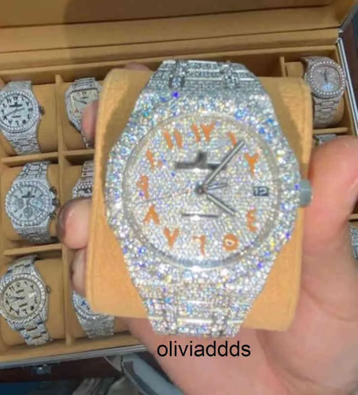 Cashjin Icedout Men Brank Bling Out Vvs Moissanit Diamond Watch D2M77888