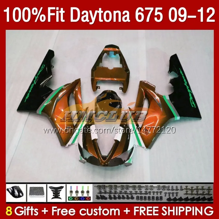 Carénages OEM pour Daytona 675 675R 2009-2012 09 12 Carrosserie 150No.118 Daytona675 2009 2010 2011 2012 Corps Daytona 675 R 09 10 11 12 Moulage par injection Carénage orange foncé blk