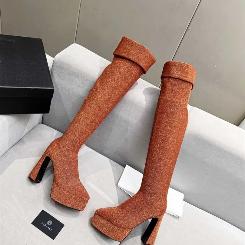 Buty Fash Mash Mand Design High Obcowanie pięty z czarną skórę seksowne eleganckie wszechstronne szczupłe kobiety długie buty 220913