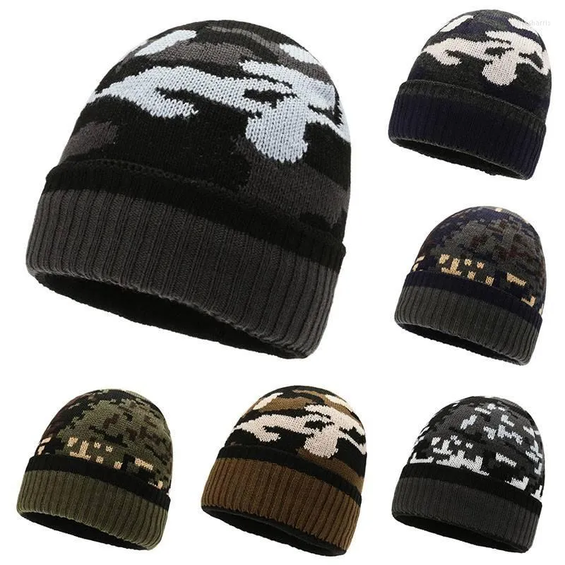 Bandanas camo manschetterad m￶ssa hatt vanlig herr kamouflage stickad vinter varm arm￩ m￶ssa