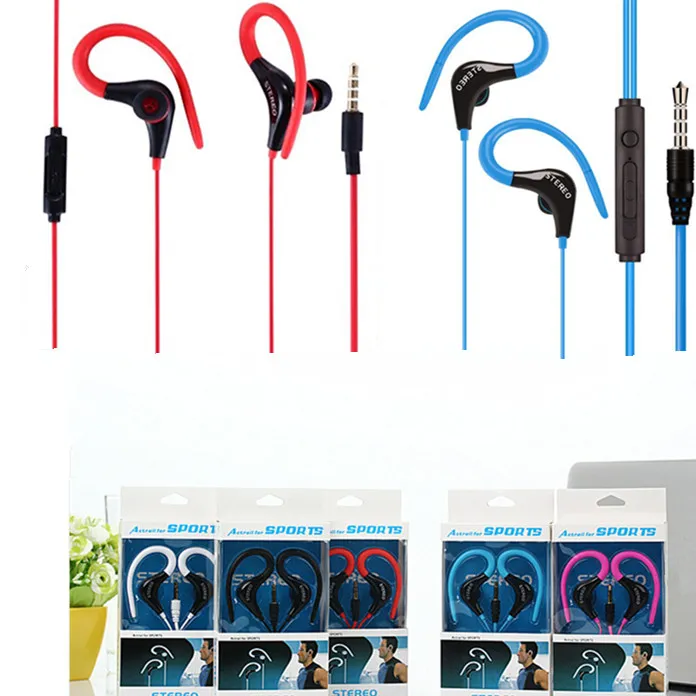 3,5-mm-Sport-Ohrhörer, In-Ear-Kopfhörer Sf-878, Geräuschunterdrückung, Laufkopfhörer mit Mikrofon, Ohrbügel, kabelgebundene Stereo-Ohrhörer für iPhone, Samsung-Smartphones