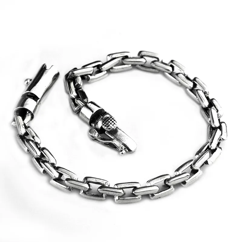 سلسلة ارتباط الاتجاه S925 Sterling Silver Men Bracelet Glossy Bolt زوجين إكسسوارات بارد المجوهر