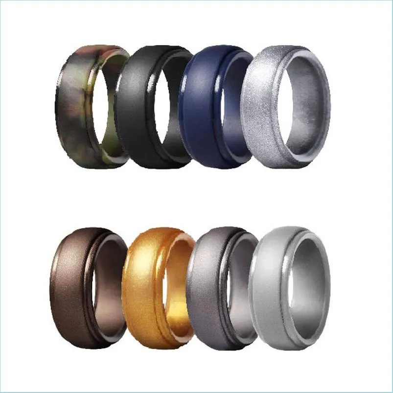 Кольца Band Sile Wedding Ring для мужчин Элегантное доступное 8 -мм резиновые женские группы с скошенными краями.
