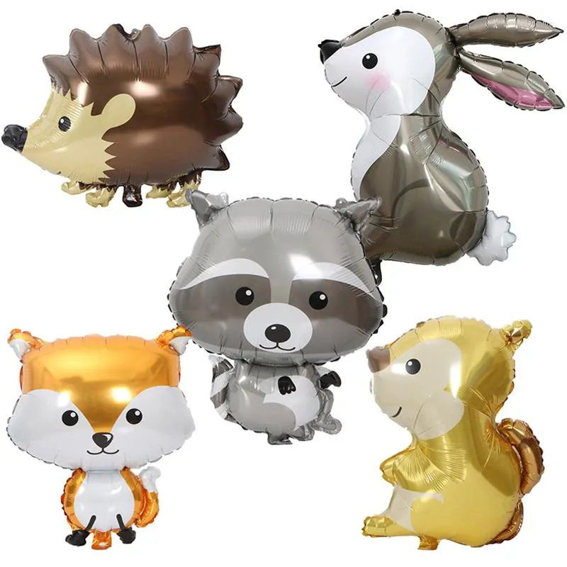 Украшение вечеринки 1pc мультипликационные шарики животных фольги Hedgehog Squirrel Ballons Jungle Деньги рождения дети Globos Детский душ припасы душа