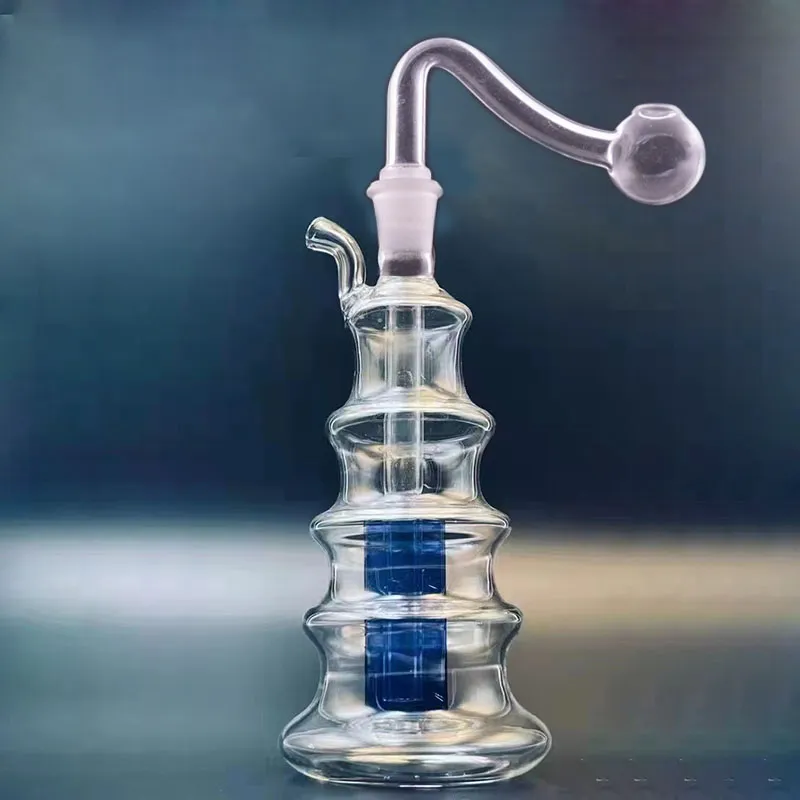 5 Inç Cam Yağı Brülör Bong Su Boruları Kalın Nargile Pyrex Recycler Dab Bongs Inline Büyük Boy Birdcage Matrix Percolater, 10mm Erkek Cam Yağı Brülör Borusu ve Hortumu