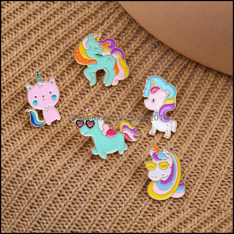 Spille Spille Cartoon Spilla smaltata animale Spille Bella Arcobaleno Pony Distintivo in lega Collare Spille Pin Consegna goccia all'ingrosso 2021 Jewe Dhdwr