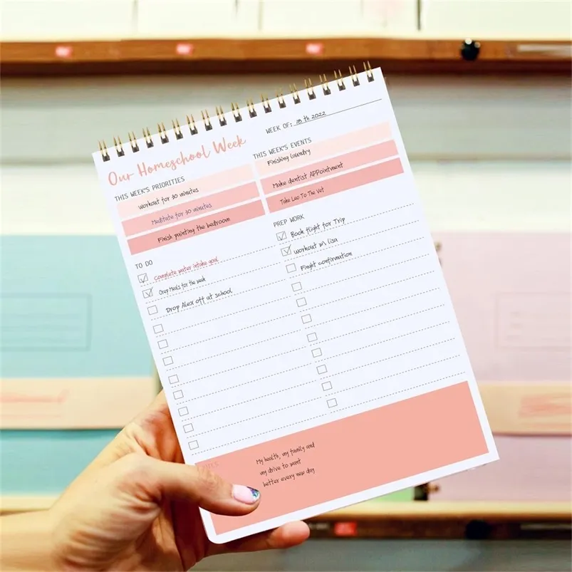 Блокноты ежедневные еженедельные программы планировщика для списка ноутбука 5.5x8.5 Отставленный контрольный список. Блокнот Организации расписания офисные принадлежности 220914