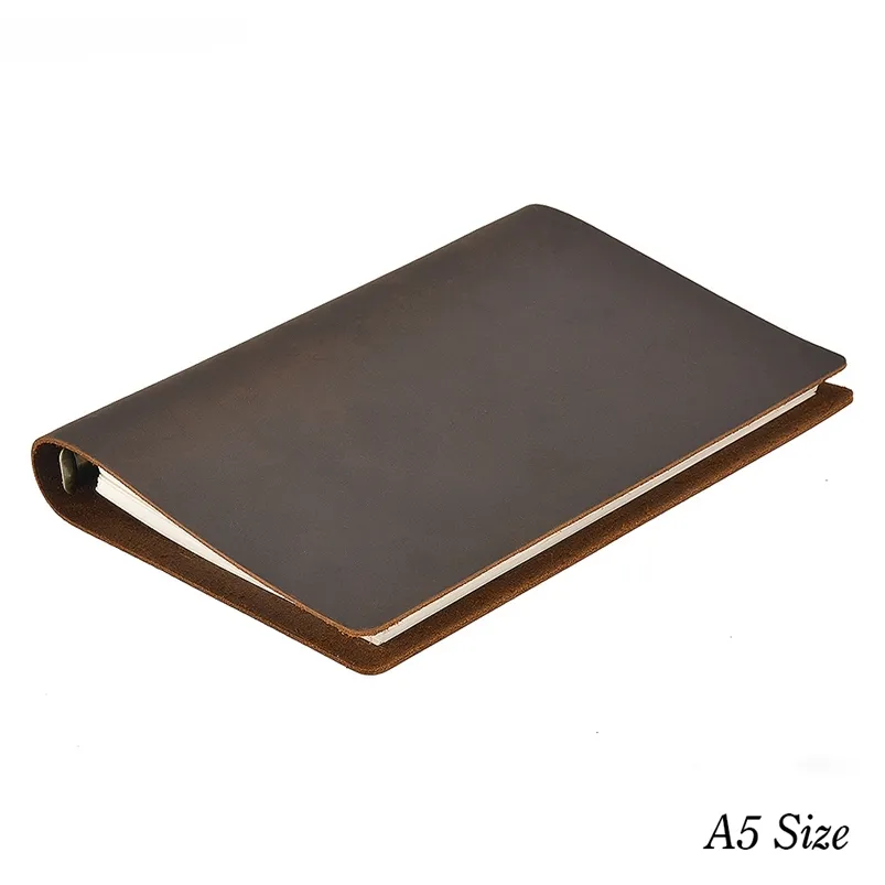 Anteckningar Classic Leather Rings Binder Notebook A5 äkta läderomslag Journal Diary Sketchbook Planner Stationery 220914