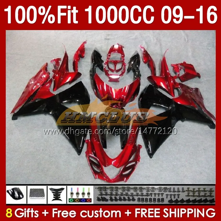 Injection mold Fairings For SUZUKI GSXR 1000 CC GSXR-1000 K9 151No.20 GSXR1000 2009 2010 2011 2012 2013 2014 2015 2016 1000CC 09 10 11 12 13 14 15 16 Fairing dark red blk