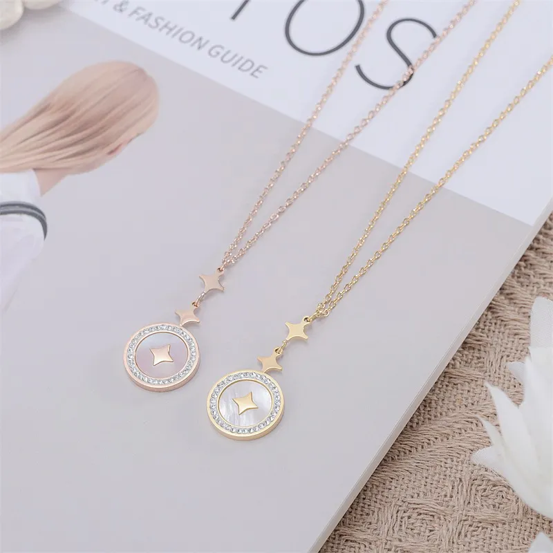 Necklaces Bracelet designer jewelry Natural fritillary star inlaid diamond collarbone chain INS star light luxury niche design necklace woman