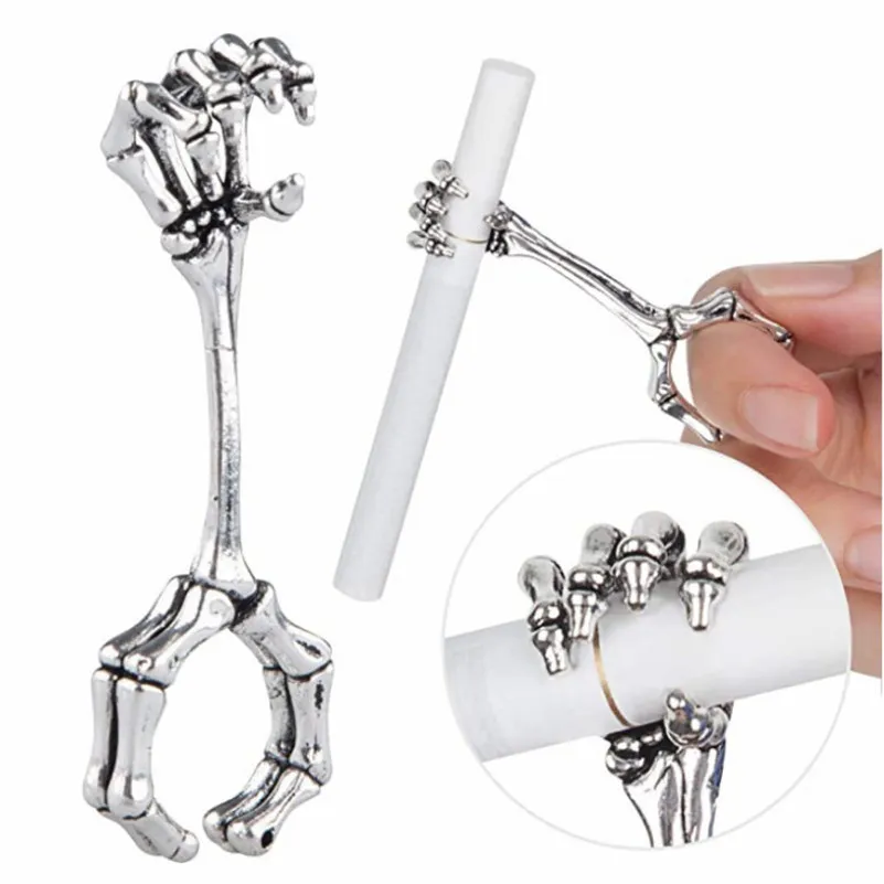 smoking accessories smoke shop metal pipes bong holder rings thick clip skeleton pattern joint ring finger pipe bong