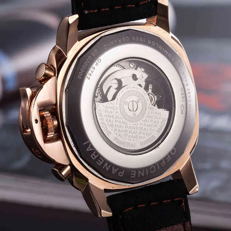 Designer-Armbanduhr, digitales Zifferblatt, mechanisches Uhrwerk, Lederarmband, Business-Herrenarmbanduhr, P7tl