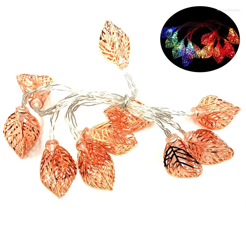 Strings Metal Leaf 10 Meter 10/20/40/80 LEDs Lighting String For Party Holiday Decoration Power Wedding Fairy Lamps IY310221