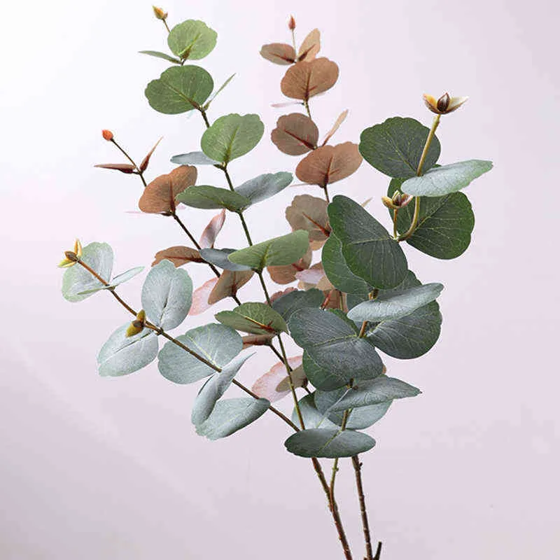 Finto verde floreale 80 cm pianta di eucalipto artificiale lungo ramo foglie per matrimonio fiore casa bouquet soggiorno arredamento accessori piante finte J220906