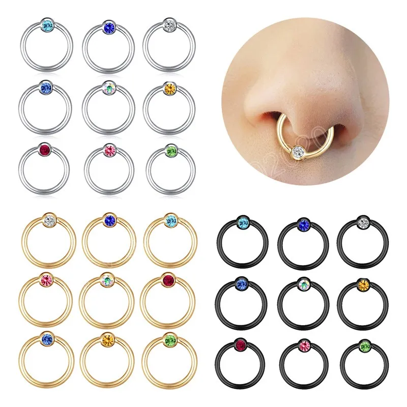 10 pz Cerchio Anello Al Naso Setto Piercing Clicker Cartilagine Orecchini Sopracciglio Labbro Anello Ear Stud Tragus Helix Conch Monili per il corpo e Piercing