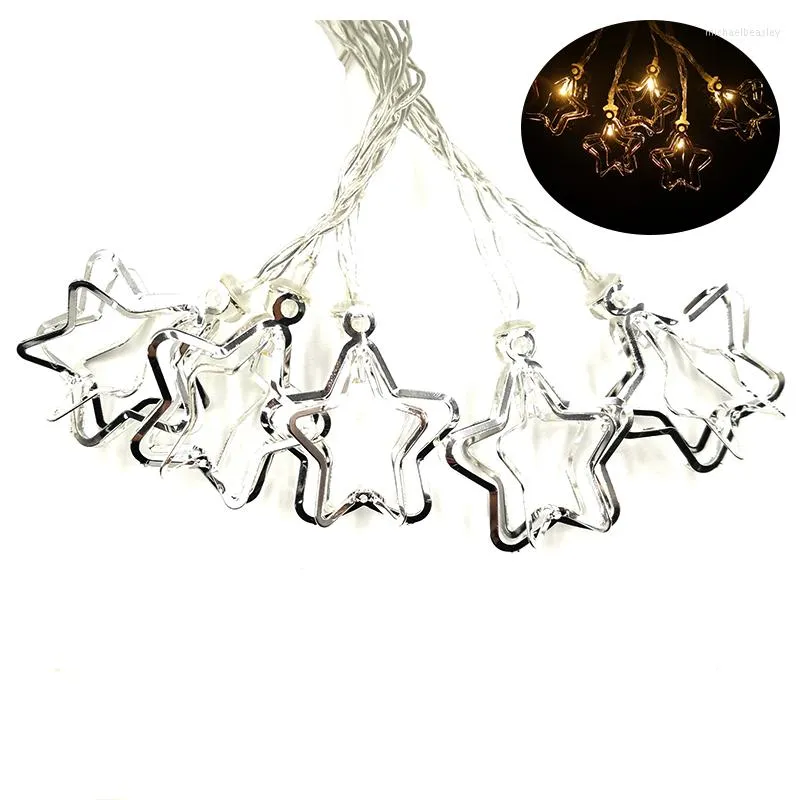 Strings Metal 3d Star Wedding Decoratieve lampen feestvakantie verlichting 10 meter thuisdecoratie 10/20/40/80 Fairy Lights IY310231