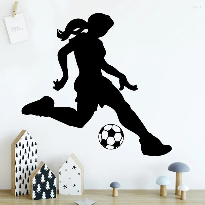 Stickers muraux Design SoccerGirl autocollant PVC amovible pour chambres de bébé affiche murale