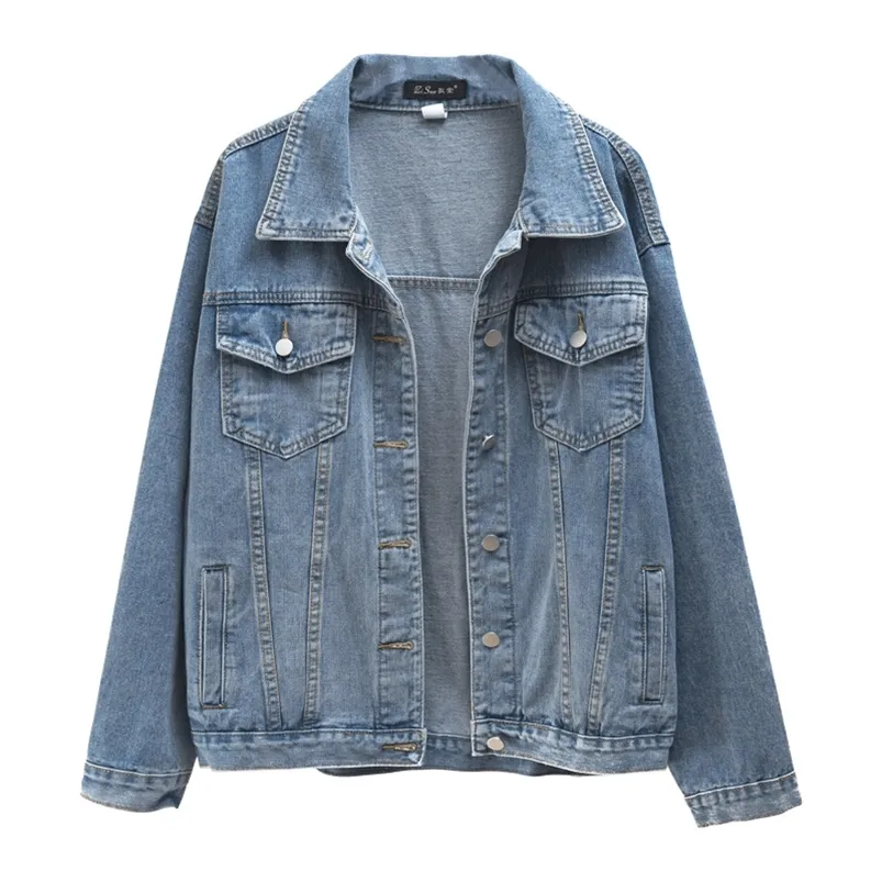 Kvinnorjackor denim Kvinna Vinteröverstor Jean långärmad Turn-down krage Kvinna Ytterkläder Fall Loose Korean Fashion 220915