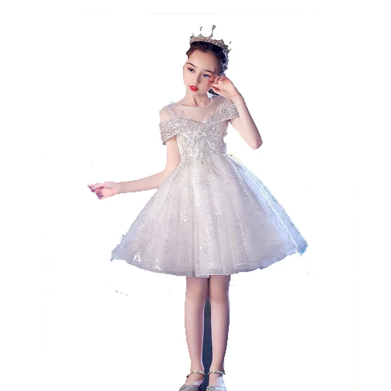 2022 New Flower Girl Clothes Dress Children Princess Style Sweet Dress Fluffy Yarn for Girls