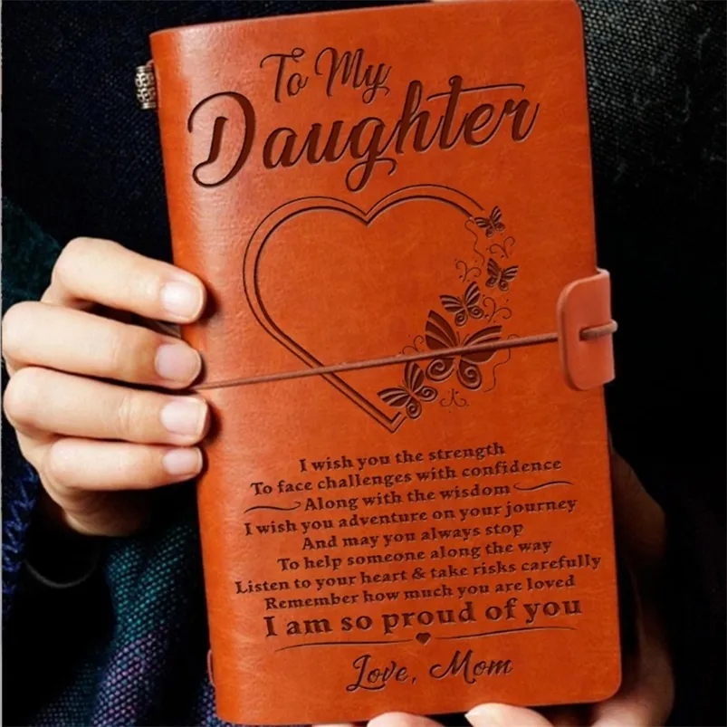 Блокноты винтажные гравированные кожаные журналы дневник записной книжки для моей дочери сталкивается с проблемами Love Mon гравированная ноутбук Дневник 220914