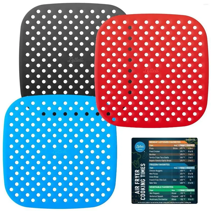 Tischsets Air Fryer Pad 3-teilige quadratische Pads für antihaftbeschichtete Lebensmittel, leicht zu reinigen, Küchenzubehör, Backen, Braten, Braten