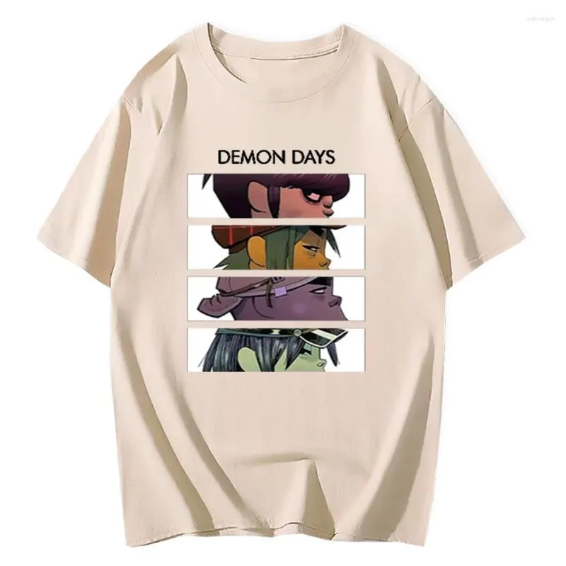 Camisetas masculinas Música Gorillaz T-Shirt Tops feminino de rua de streetwear feminino roupas de hip-hop masculino de camiseta de algodão de tamanho grande verão de manga curta