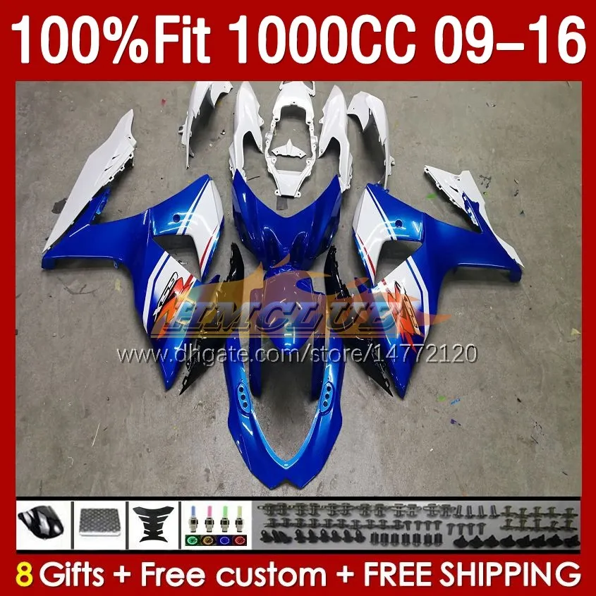 OEM-kuipen voor Suzuki GSXR1000 GSXR 1000 CC 2009 2010 2010 2012 2013 14 15 16 151NO.128 1000cc K9 GSXR-1000 09 10 11 12 13 2014 2015 2015 Injectie Fairing Blue Stock BLK BLK