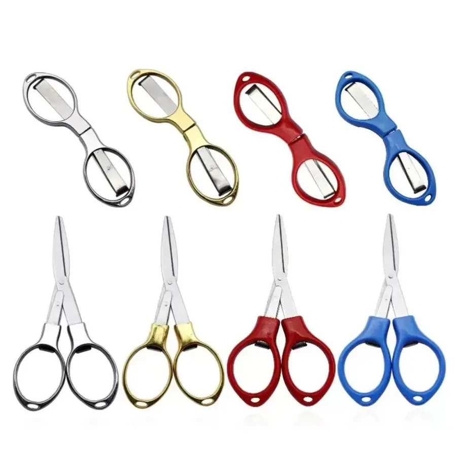 New Stainless Steel Folding Gold Seal Scissors Outdoor Fishing Tools