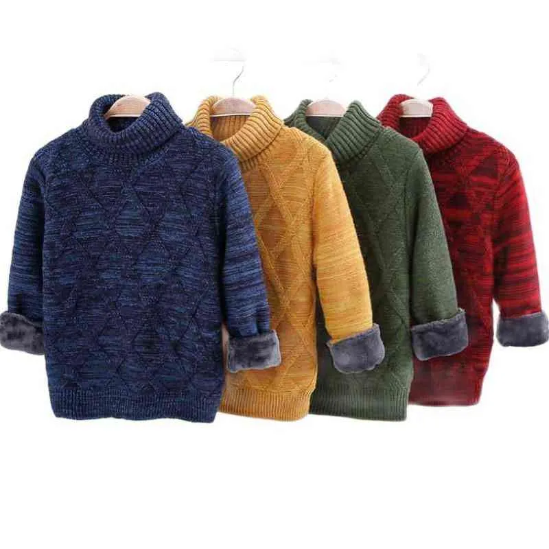 Pullover New Boys Botton Plus Velvet Warm Pullover Plush Wewnątrz Sweters Girl