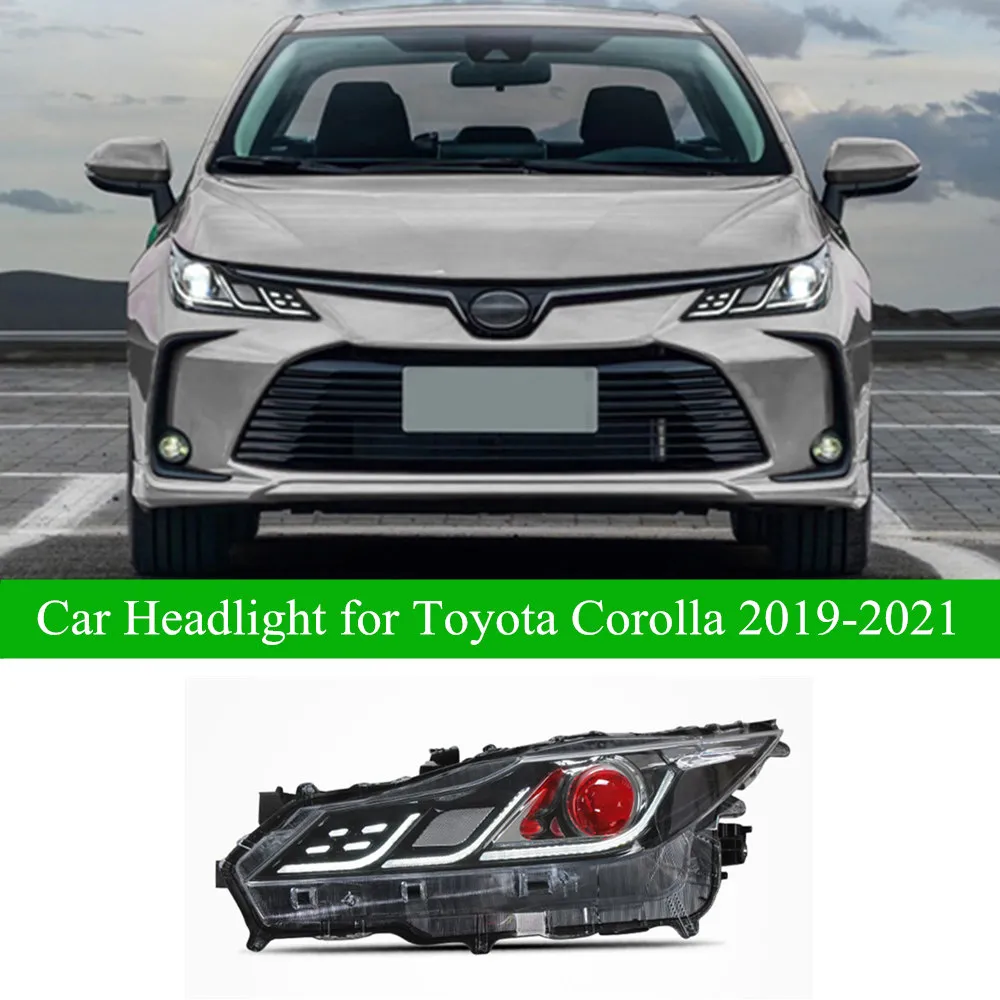 Светодиодные дневные ходовые фары для Toyota Corolla, фара в сборе 2019-2021, динамический указатель поворота, двухлучевая линза, авто лампа