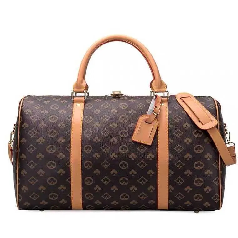 2022 erkek silindir çanta kadın seyahat çantaları el bagajı lüks tasarımcı seyahat çantası erkekler pu deri çantalar büyük çapraz vücut çanta kılıf 55cm