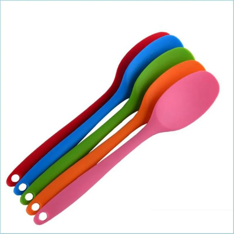 Spoons Cake Butter Spata Sile Spoon Mixing Spoons Long-Handled Cooking Utensils Tableware Kitchen Soup Mixer Tools Drop Delivery 2021 Dh2Mr