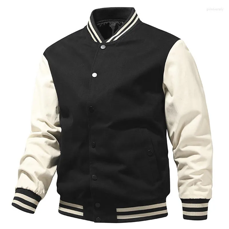 Men's Jackets Men's Baseball Jacket Casual Sleeve Patchwork 2022 Autumn School Uniform Coats Buttons Tracksuit High Quality