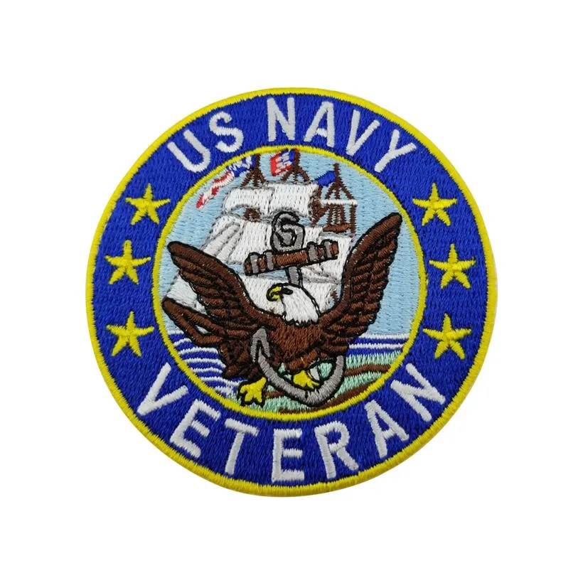 Custom linke Brust Stickerei Veteran Navy Patch Eisen auf Jacke Rücken und T-Scheiße oder Hut Cap225e nähen