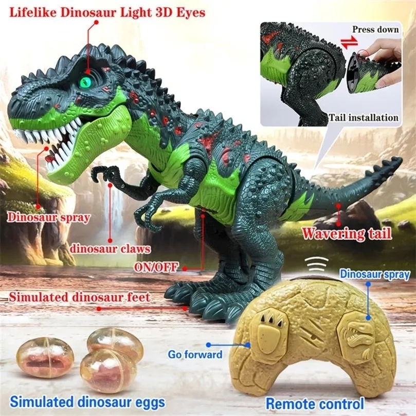 Electricrc животные RC Dinosaur Tyrannosaurus rex Animal Diret Demote Sounds Dinobot Интерактивный спрей динозавров Toys Model для детской игрушки 220914