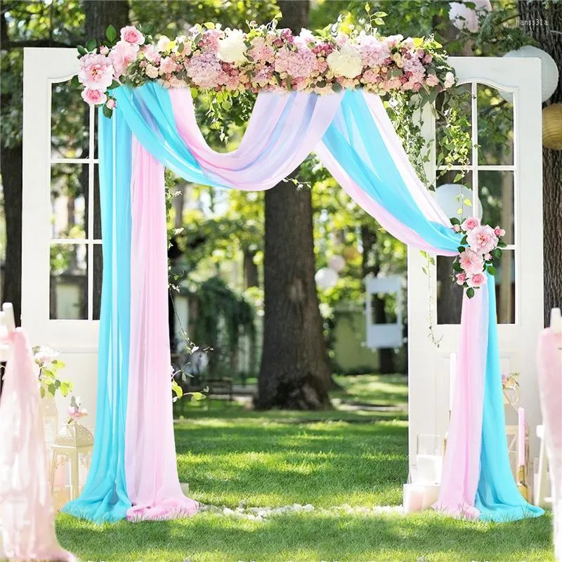 Party Decoration 2 Panels Wedding Arch Drapes 6 yards Chiffon Drapery achtergrondgordijnen voor feestjes plafondreceptie ceremonie pography