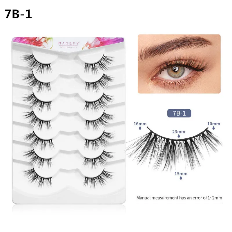 New Half False Eyelashes Riutilizzabili Incrociate Mess Lashes Handmade Soft Natural Long Eyelash 7 Pair Beauty Makeup Lashes