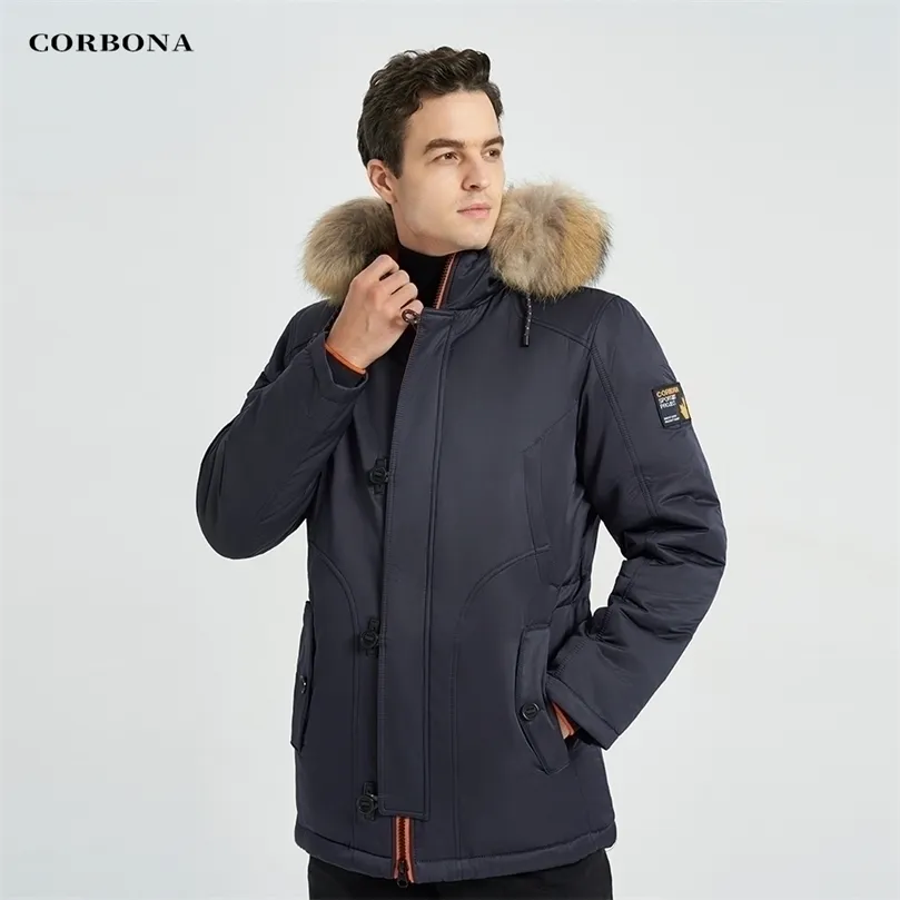 Mens Down Parkas CORBONA N3B Type Winter Parka Mens Coat Long Oversize Real Fur Hood Military Army Male Jackets Padded Fleece Brand Cloths 220914