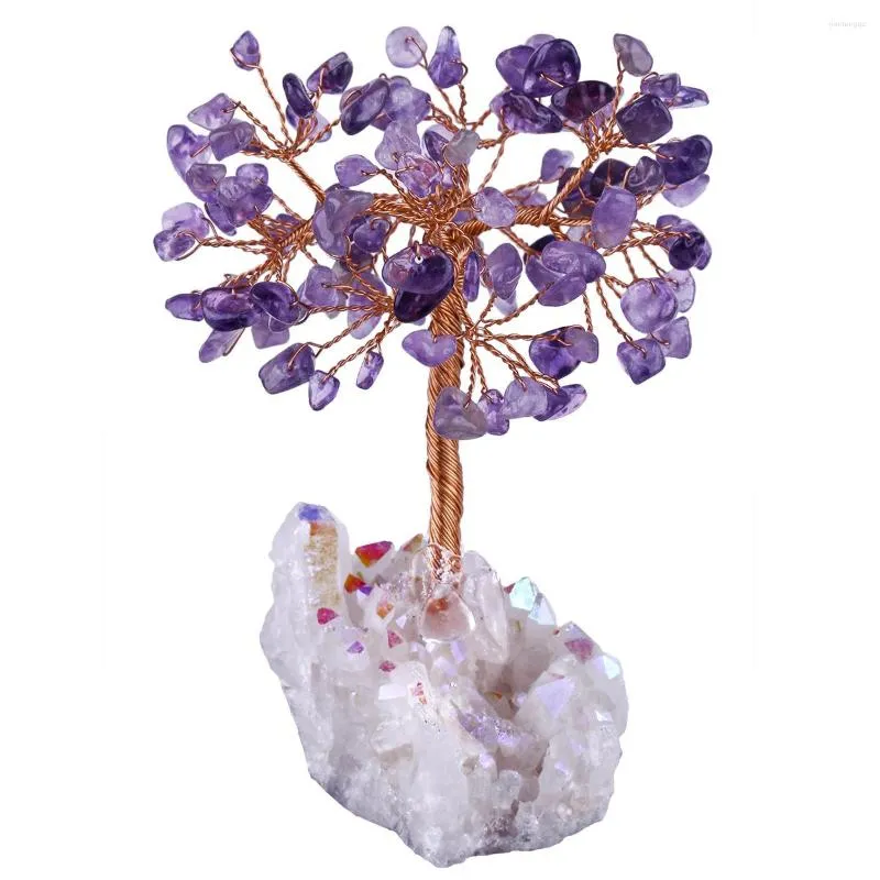 Smyckespåsar Lucky Money Crystal Tree Natural Stone med Rock Quartz Base For Wealth Decoration Home Room Decor Ornaments