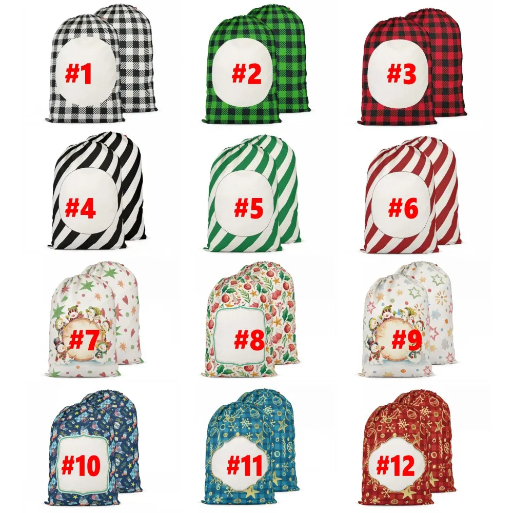 UPS DHL Christmas Decorations Sublimation Santa Sacks 2023 Personalized  Plaid Drawstring Candy Bags FY5567 GC0914