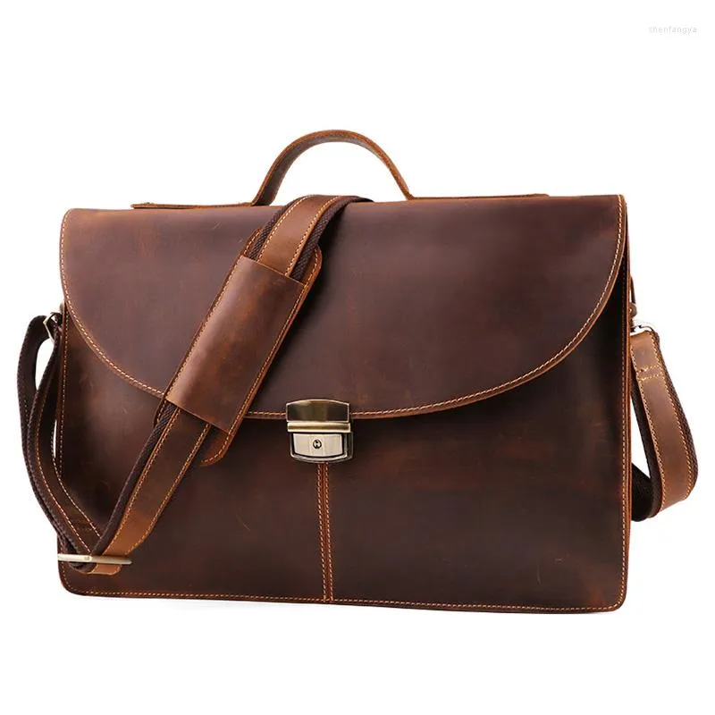 Bijvallen Joyir Business Office aktetas tassen echte lederen laptop tas man werk handtassen mannen schouder messenger pack anti-diefstal slot