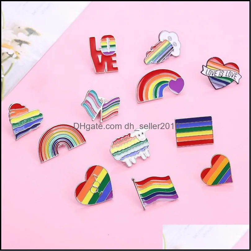 Pins Broches Regenboog Lgbt Broche Cartoon Hart Vlag Schapen Emaille Pins Lesbiennes Gays Pride Badge Minnaar Kleding Revers Pin Gift 1407 D Dhwhr