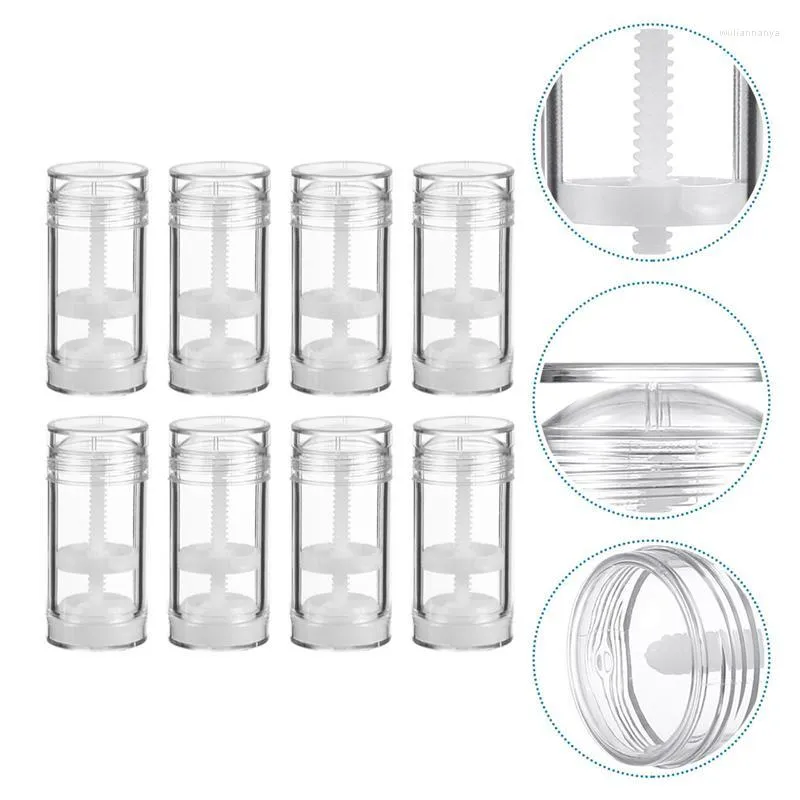 Bouteilles de stockage 8pc30ml Déodorant Conteneur Vide En Plastique Transparent Blanc Twist-Up Tubes Rechargeables Pour DIY Bâton Talon Cosmétique