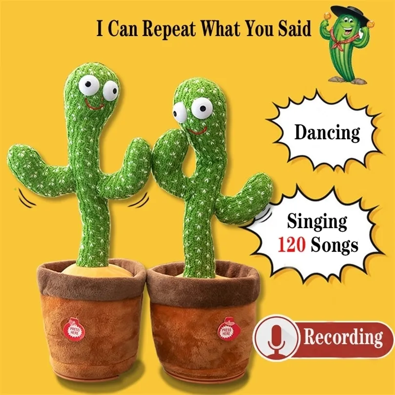 Dekorative Objekte Figuren Schöne tanzende Kaktus sprechendes Spielzeug USB-Aufladung Tonaufnahme wiederholen Puppe Kawaii Kaktus Kinder Bildung Spielzeug Geschenk Geburtstag 220914
