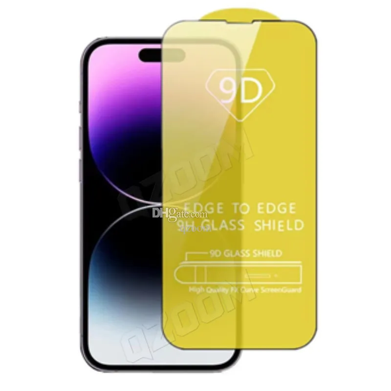 9D Full Glue Screen Protector Tempererat glas för iPhone 14 Pro Max 13 12 11 XS XR Samsung S22 Plus S21 Fe A13 A53 A33 A73 5G A20 A50 A10E A31 A51 A71 A32 A52 A72 A82 F62
