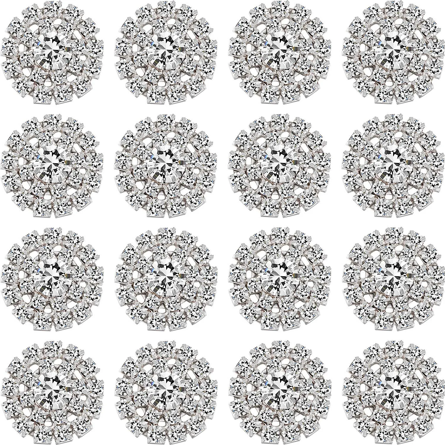 Cartoon -accessoires L Rijnbestrijdingsversiering 19 mm Flatback Flower Crystal Button Accessoire Sier -knoppen voor DIY Jewelr Bdejewelry AM6MA