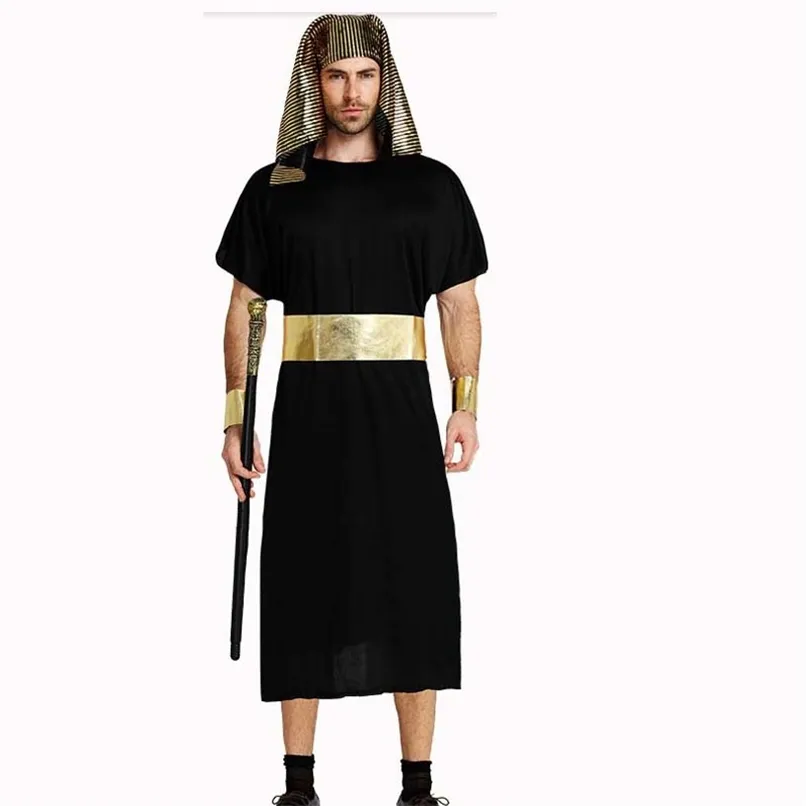 Thème Costume Noir Egypte Hommes Pharaon Adulte Cosplay Carnaval s Déguisement Fête Halloween Jeu de Rôle Noël Anniversaire 220915